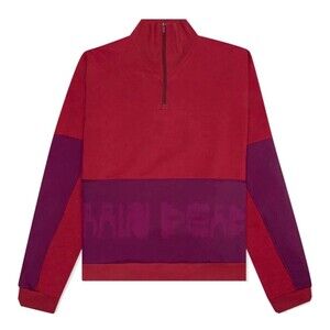 Brain Dead Gastromaniac Overlay 1/2 Zip Fleece Sweatshirt Red Pullover 2XL NWT